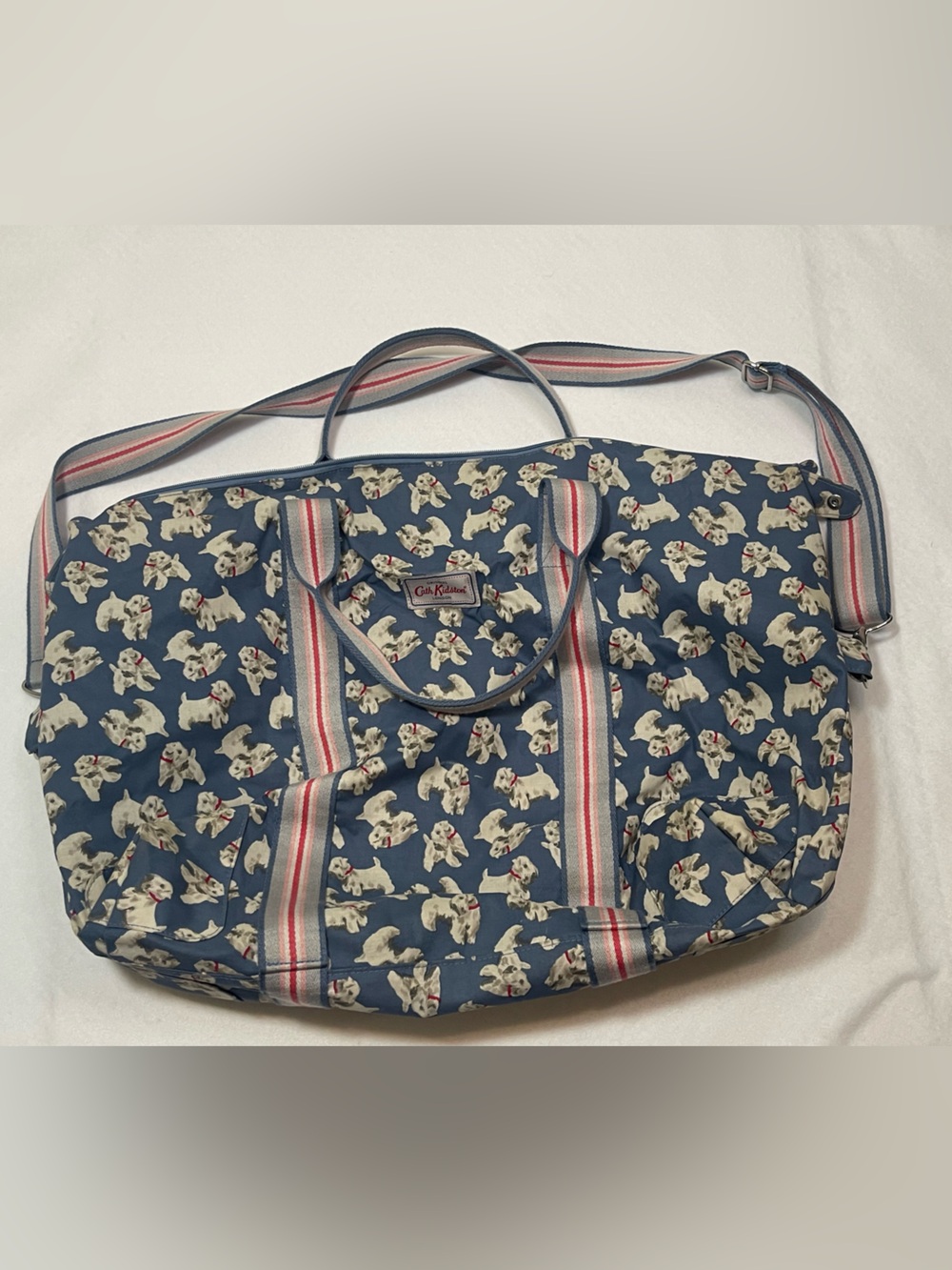 Cath Kidston Westie Dog Print Overnight Weekender Duffel Bag Blue - Picture 2 of 8